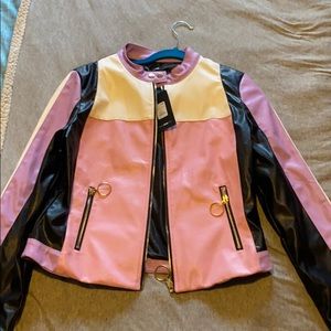 COPY - Faux leather color block jacket Fashion Nova